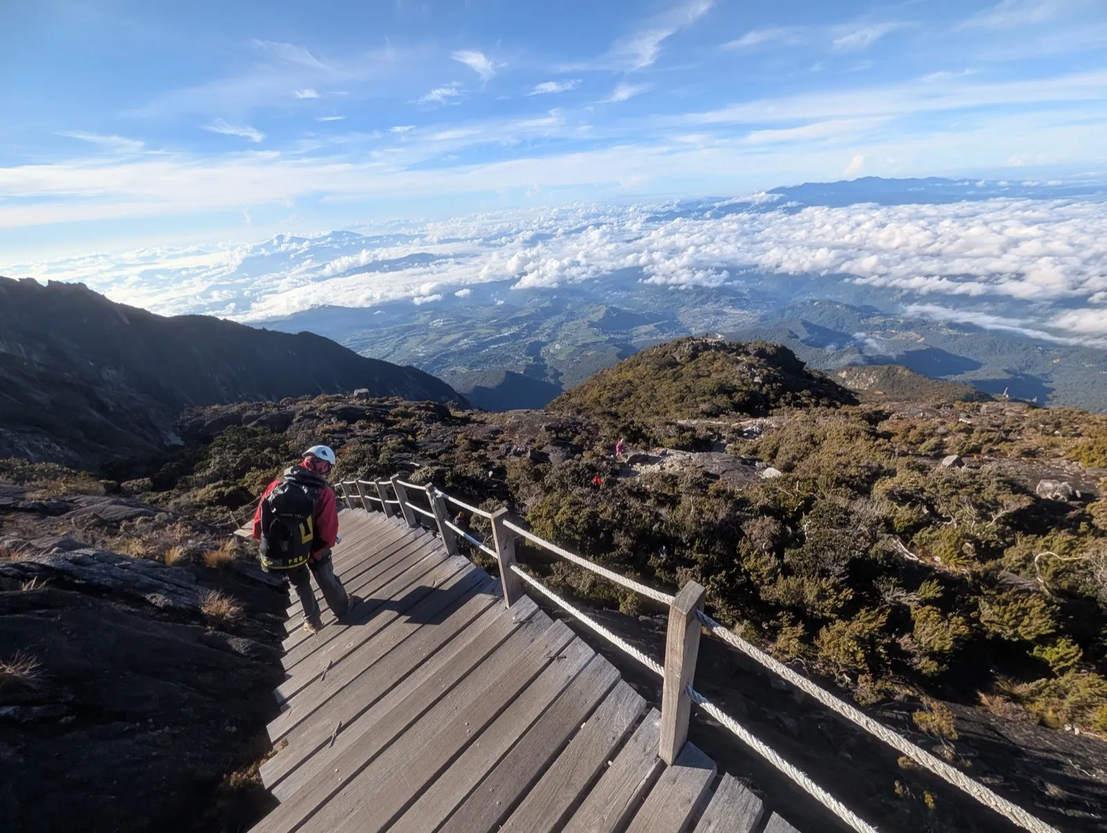 Starting the descent on the boardwalk